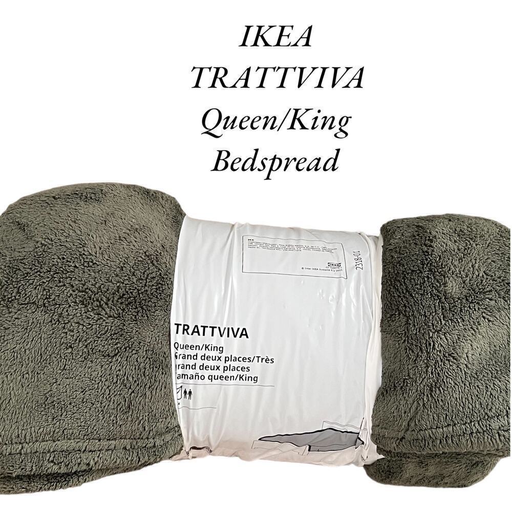 IKEA TRATTVIVA Queen/King Green Dark Gray-Green Bedspread 98"x104"